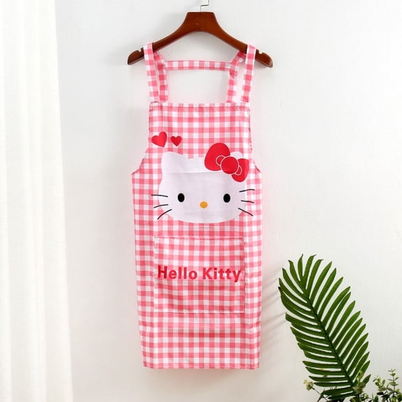 KT Cat Kuromi My Melody Checkered Series Large Size Cotton Apron Thick  Home Cleaning Apron Cooking Apron