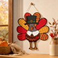 thumbnail image 4 of Thanksgiving Turkey Hanging Ornament, Printed Textile-Style Fall Decoration with Colorful Patterned Tail Feathers and Black Pilgrim Hat for Seasonal Home Displays, 4 of 4