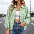 thumbnail image 5 of Tqcoqu Women's Polka Dot Zip Up Jacket, Lapel Collar Bubble Sleeve Loose Lightweight Windbreaker Casual Outerwear,Women's,Size M-XXXL, 5 of 9