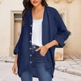 thumbnail image 2 of BODOAO Womens Open Front Cardigan Shirt Soft Cotton Linen Long Sleeve Lightweight Coat Casual Solid Color Button Loose Tops Fashionable and Solid Color V Neck Long Sleeved Button Cardigan Navy Xl, 2 of 9