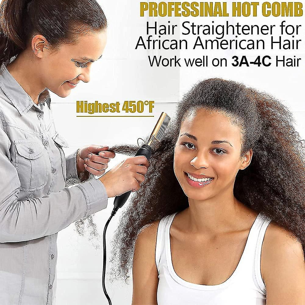 Qenftys Hot Comb Straighteners Electric Hair Straightener For Thick Afro Hair Wig Beard Hot Anti Scald Portable Curling1pc