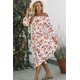 thumbnail image 3 of ABPHQTO Vestido floral blanco con hombros descubiertos y cintura fruncida para mujer, 3 of 5
