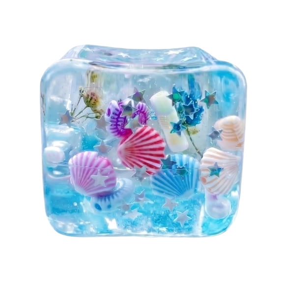 Ocean Squishy Cubes Toys, Slow Rising Sensory Squeeze Toy with Marine Seashell, Soft Sensory Anxiety Relief Desk Fidget Toy for Kids Adults, Christmas Birthday Gifts,Classroom Prizes