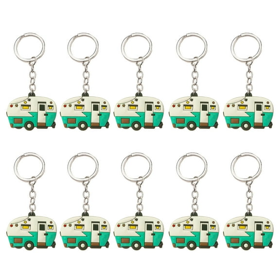 10Pcs Campers Keychain Soft Silicone Motorhomes Charm Keyring for Camping Enthusiasts Portable