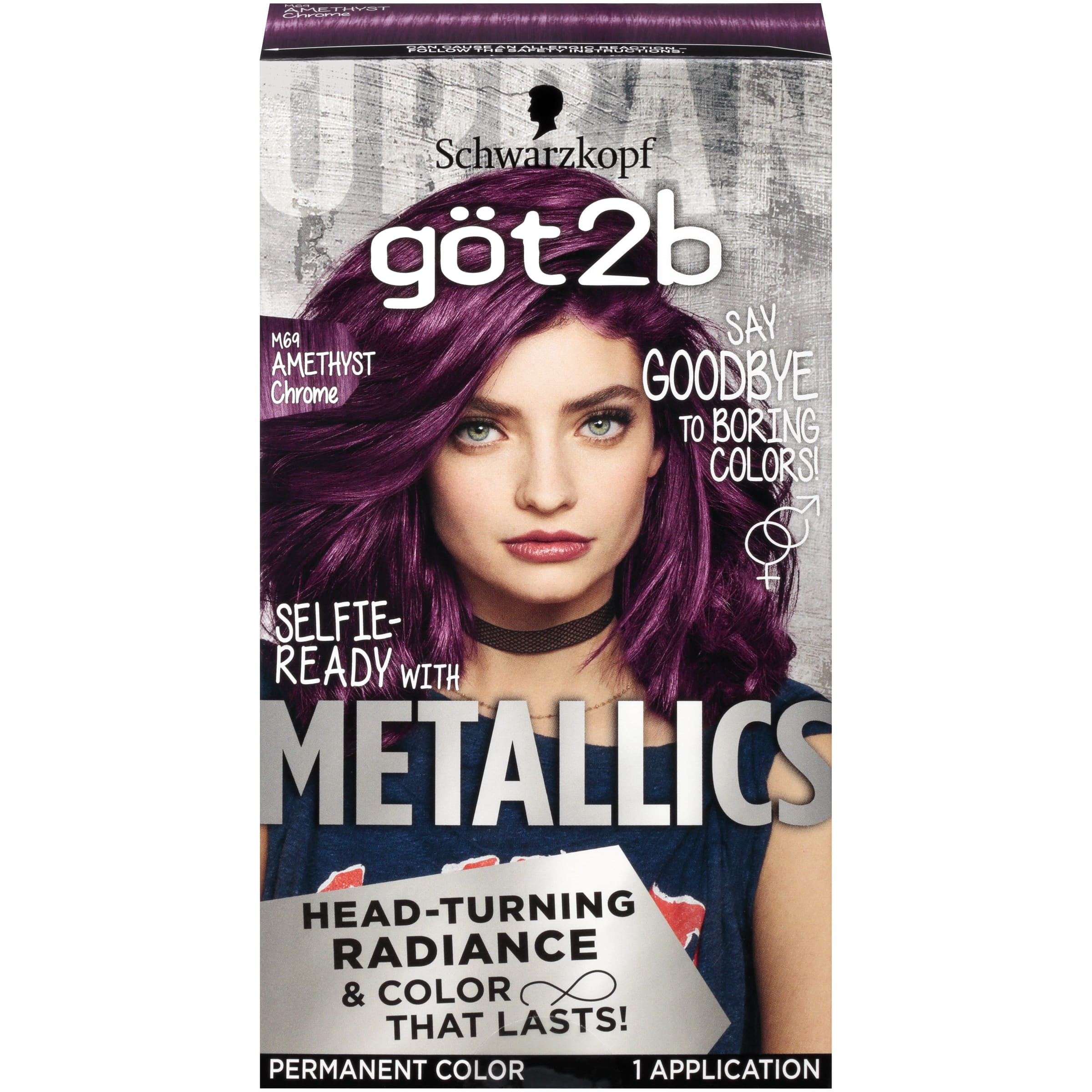 niettemin dutje noedels Schwarzkopf Got2b Metallics Permanent Hair Color, M69 Amethyst Chrome -  Walmart.com