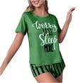 thumbnail image 2 of Two-Piece Casual Home Set for Women Fashion Letter-Printed Short-Sleeved Top Striped Shorts Pyjamas Set Present for Women Up to 65% off, 2 of 3