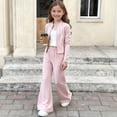 thumbnail image 2 of Toddler Girls Summer Sportswear Set 1-12Y, Breathable Long Sleeve Zip Jacket High Waist Yoga Trousers 2 Piece Outfit Pink 1 Years, 2 of 7