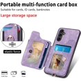 thumbnail image 3 of Phone Case for Samsung Galaxy A54 5G Wallet Cover with Tempered Glass Screen Protector and Wrist Strap Lanyard RFID Credit Card Holder Ring Stand Cell Accessories A 54 54A SM A546U 2023 Women Purple, 3 of 14