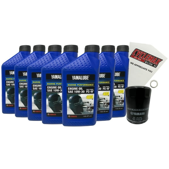 Cyclemax Yamalube 10W30 Marine Oil Change Kit fits 2010-2024 Yamaha F225 Engine