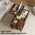 thumbnail image 4 of YouTrend Fluted Lift Top Coffee Table with Storage, Rising Coffee Tables with Hidden Compartment, Wood Center Table for Living Room Office, Brown, 4 of 7