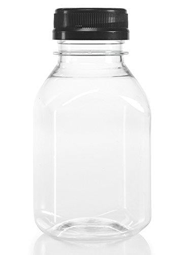 12 Pieces Empty  Plastic Juice Bottles w/ Caps by MT Products 8 Oz 