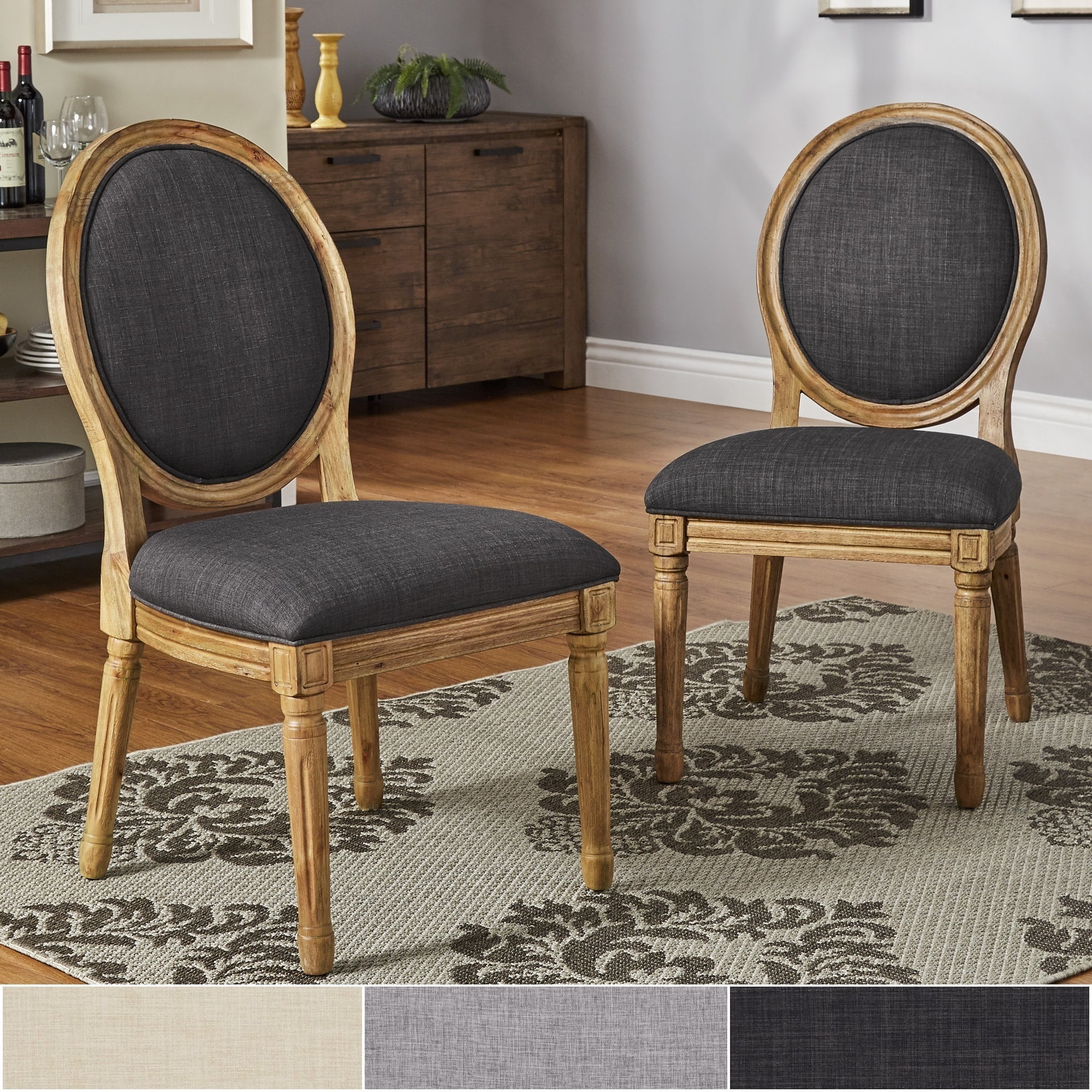Inspire Q Deana Round Back Linen And Pine Wood Dining Chairs Set Of 2 By Artisan Walmartcom Walmartcom