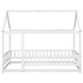 thumbnail image 5 of Twin Size Floor Bed Frame for Kids,Montessori Floor Bed with House Roof Frame and Fence Guardrails,Low Wooden Playhouse Bed for Girls and Boys, White, 5 of 7