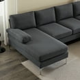 thumbnail image 6 of Ktaxon Sectional Sofa, U-Shape Convertible Couch Set with Soft Linen Fabric, Lounge Sleeper with Chaise for Living Room 4 Seat Dark Gray, 6 of 10