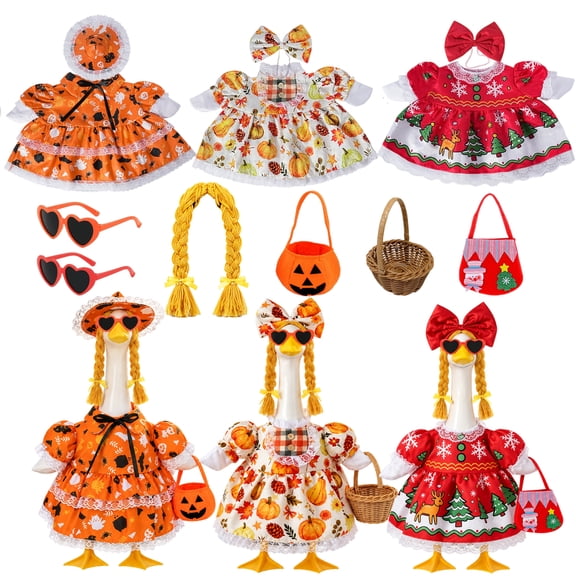 3 Sets Holiday Porch Goose Outfit,Cute and Fun Porch Goose Clothes for Halloween Thanksgiving Christmas Outdoor Garden Lawn Yard Patio Decor