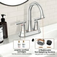 thumbnail image 5 of KINGTACK Bathroom Sink Faucet, 4 inch Brushed Nickel 2-Handle Bathroom Faucets with Pop-up Drain and 2 Supply Hoses, Fits 2 or 3-hole Sink, 5 of 10