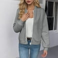 thumbnail image 4 of Baseball Jacket for Women 2025 Fall Waffle Long Sleeve Crewneck Zip Up Plain Casual Jackets Outerwear, 4 of 7