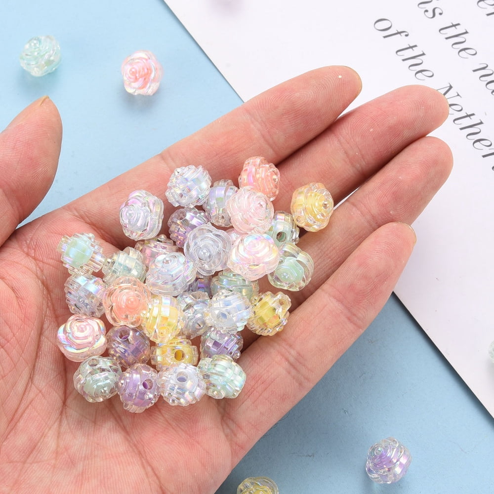 Transparent Acrylic Beads Bead in Bead AB Color Flower Mixed Color 11.5x11x10.5mm Hole: 2mm about 826pcs/500g