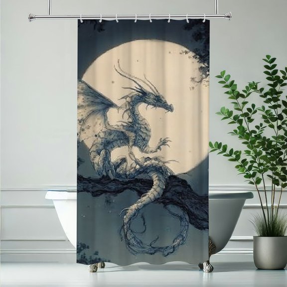RKSupls Night Sky Dragons Shower Curtain, Valentine's Day Waterproof Shower Curtain with Hooks for Home Bathtub Bathroom Decor Washable Curtains,90x180cm