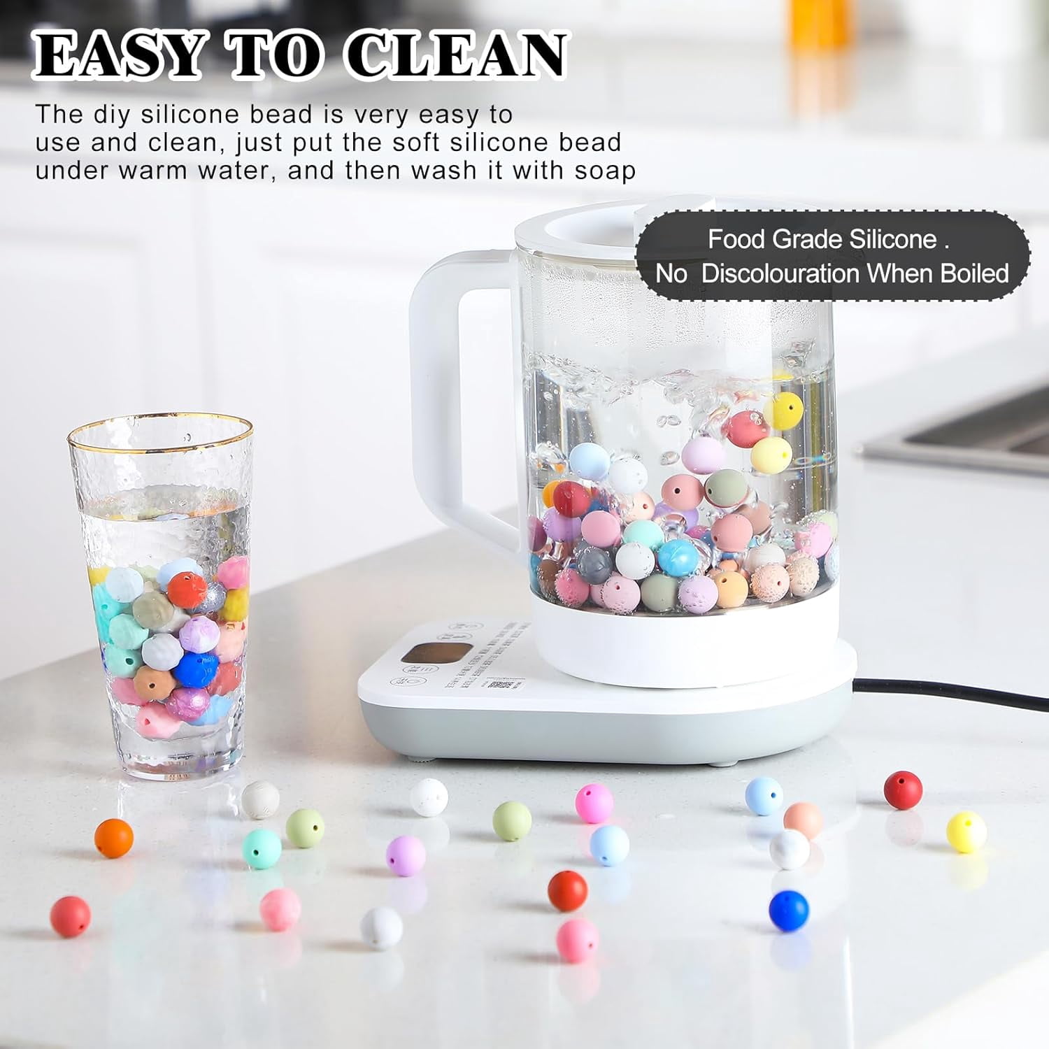 GYTY   500 Pcs 15mm Silicone Beads Mixed Round Silicone Beads Bracelet Making Kit Focal Beads Loose Beads for DIY Craft Necklace Jewelry Bracelet Lanyard Keychain Making (50 Colors)