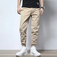 thumbnail image 4 of Pantalones holgados de algodón blanco roto y marrón para hombre, pantalones casuales para hombre, pantalones largos de lino, moda vintage elegante, nueva tendencia Harajuku L, 4 of 5