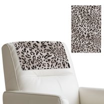 TSOVTHRID Gray Leopard Print Sofa Headrest Protector Washable PU Leather Headrest Cover for Recline Chair 17x27in Non Slip Couch Head Rest Covers for Furniture,Living Room, 1 PCS