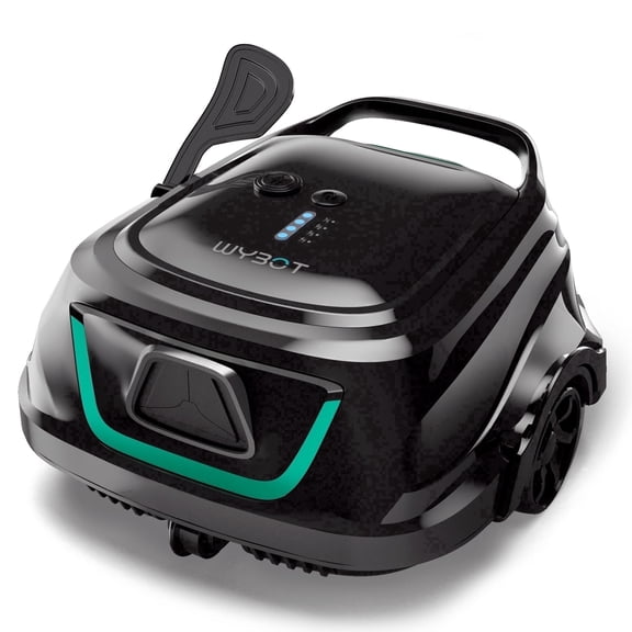 WYBOT A1 Cordless Robotic Pool Cleaner, Automatic Pool Vacuum for Above Ground Pools with 120 Mins, Double Filters, LED Indicator, Charge in 2.5H, 4 Cleaning Modes, Black & Green