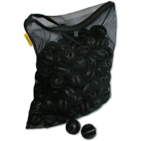 AQUAPAPA 150BB 1.25" Biochemical Bio balls Filter Media for Fish Pond Waterfall Fountain, 150 pcs in a Mesh Bag