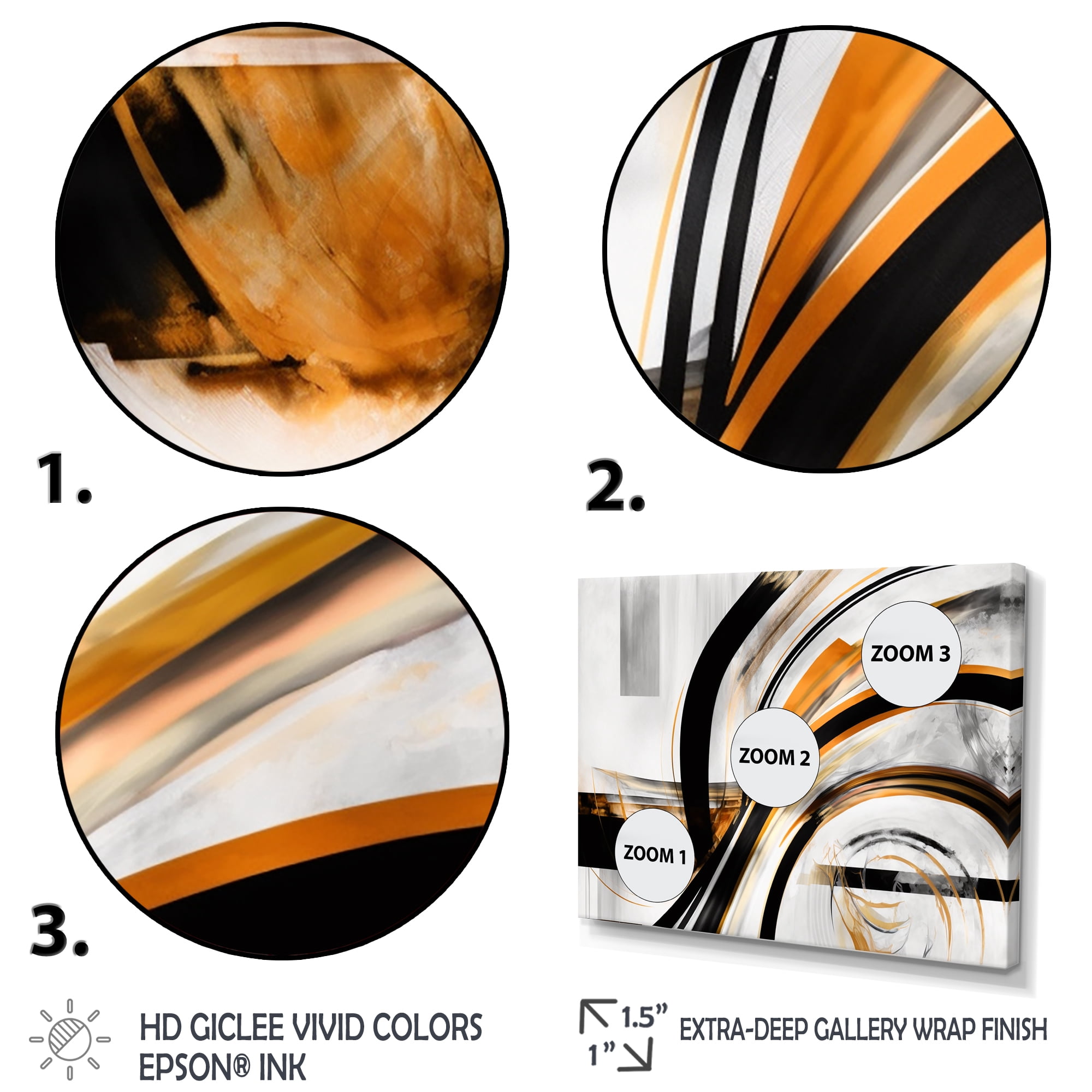 Designart A Black And Gold Spiral Flower II Canvas Wall Art