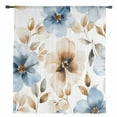 thumbnail image 2 of Blue Brown Spring Floral Semi Sheer Curtains Drapes for Living Room, Bedroom, French Doors Window 45 Inches Long, Summer Botanical Watercolor Rod Pocket Chiffon Curtain Drapery Voile Draperies Panel, 2 of 6
