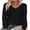 Black, variant on Womens Long Sleeve Shirts Pleated V Neck Curved Hem Fall Winter Tunic Tops Blouses Print