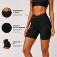 thumbnail image 3 of Women’s Crossover High Waisted Workout Shorts, V Waist Yoga Biker Shorts, Nylon Spandex Stretch Athletic Shorts for Gym Pilates, 3 of 7