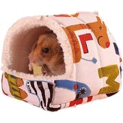 YUEKUA Guinea Pig Bed, Hamster Hideout Small Animal Cage Accessories Supplies, Semi Enclosed Cotton Cave Crown Nest for Miniature Animals Gerbils s4
