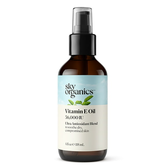 Sky Organics Vitamin E Oil for Soothing Dry, Compromised Skin, 4 fl oz