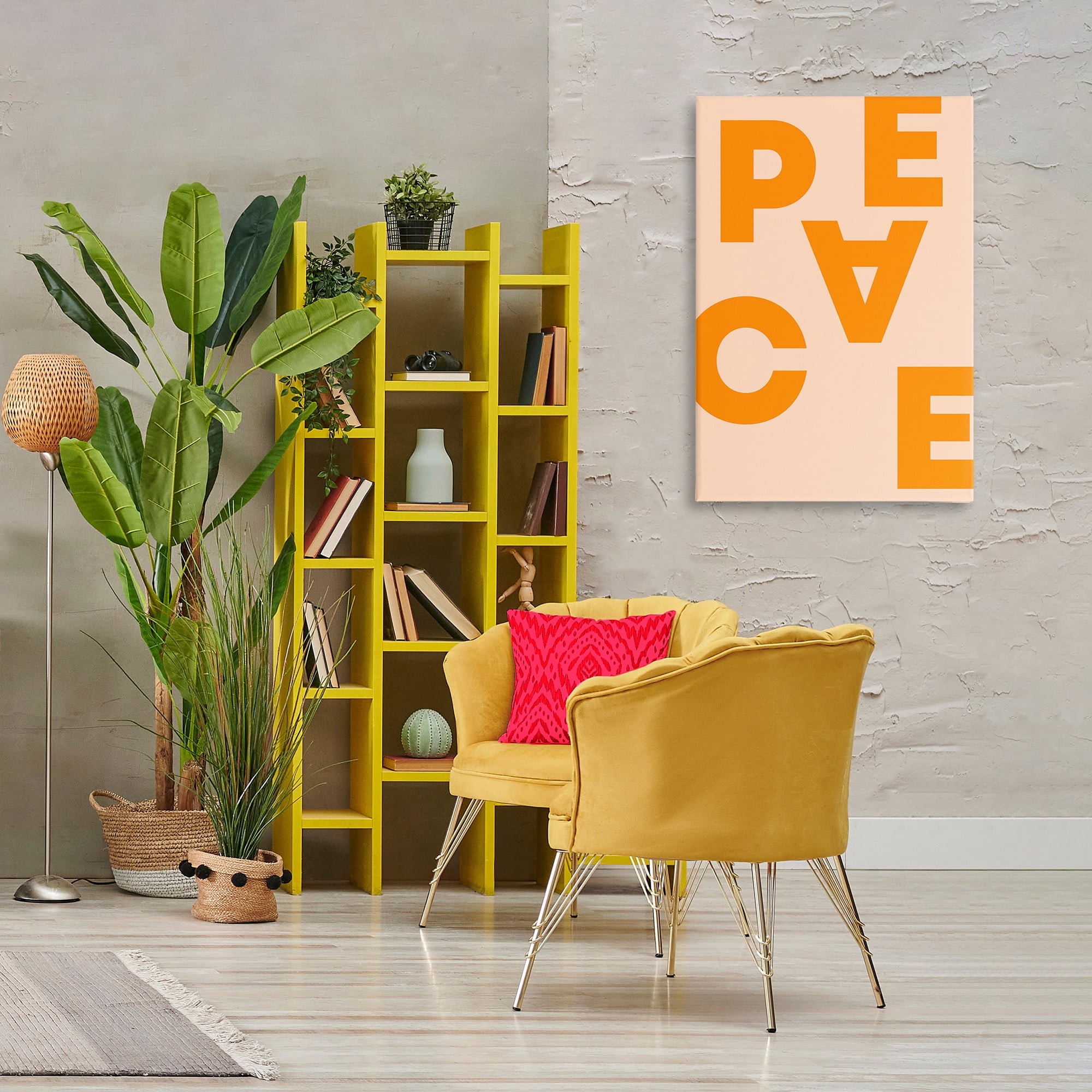 Stupell Industries Peace Orange Typography Typography Painting Gallery Wrapped Canvas Art Print Wall Art, 24 x 36