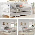 thumbnail image 4 of Daybed with Trundle, Metal Twin Size Day Bed with Stylish Headboard, Sofa BedFrame with Pop Up Foldable Trundle Bed, Heavy Duty Steel Slats Platform for Living Room, Bedroom and Guest Room, White, 4 of 8