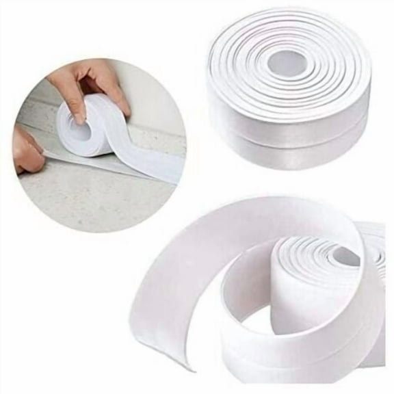 1 Rolls Waterproof Self Adhesive Sealing Strip,Bath & Kitchen Caulk Tape Sealing Strip,Wall Sealing Tape,Kitchen,Toilet,Shower,Bathroom (White)3.2MX38mm