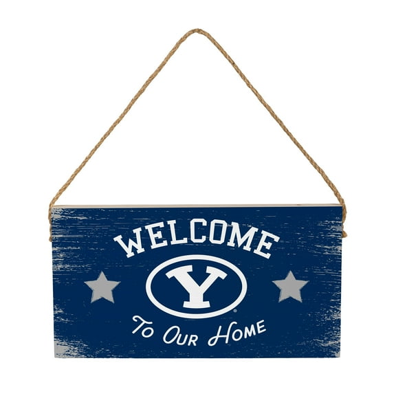 BYU Cougars 6" x 11" Welcome Home Wood Wall Sign with Rope Hanger