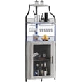 thumbnail image 1 of Industrial 5 niveles de esquina bar gabinete con glass holder - estilo rural liquor gabinete con estante y door para home bars y coffee bars, 1 of 8