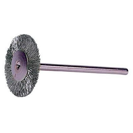 

Miniature Stem-Mounted Wheel Brush 1 1/2In Dia. 0.005In Steel Wire 25 000 Rpm | Bundle of 2 Each