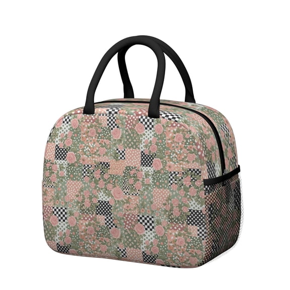 Womens Pioneer Flower Floral Print Pattern Lunch Box for Work,Insulated Lunch Bag for Women,Loncheras Para Mujer,Leakproof Adult Lunch Bag for Work,Beach,Travel,Picnic,Camping
