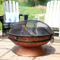 Sunnydaze Royal 30" Round Wood-Burning Copper Finish Raised Outdoor Fire Pit Bowl