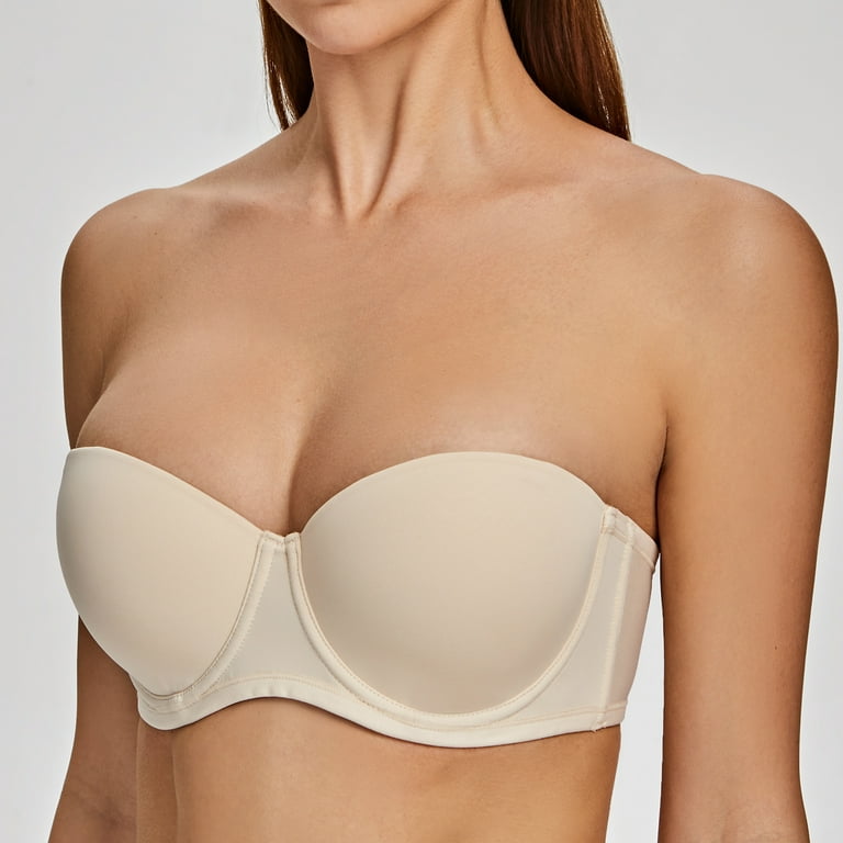 MELENECA Women's Strapless Bra for Large Bust Back Smoothing Plus Size with  Underwire Sand Dollar 32DD