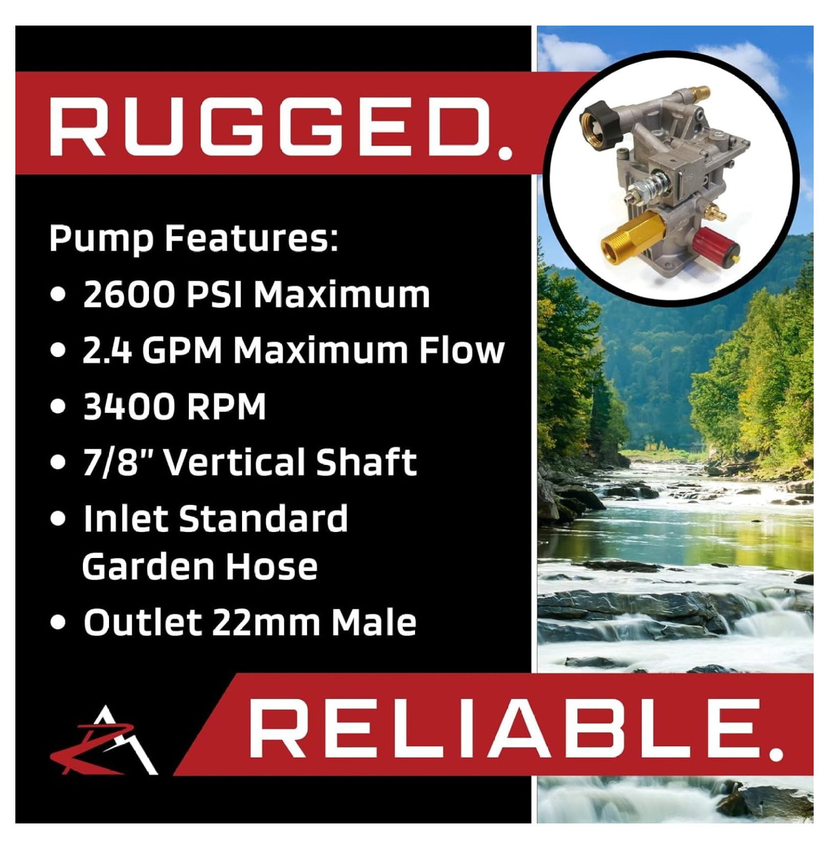 2600 psi Horizontal Pressure Washer Pump 308418003 Homelite Powerstroke PS80903A .#from-by#_1800toolrepair1_105262074756011