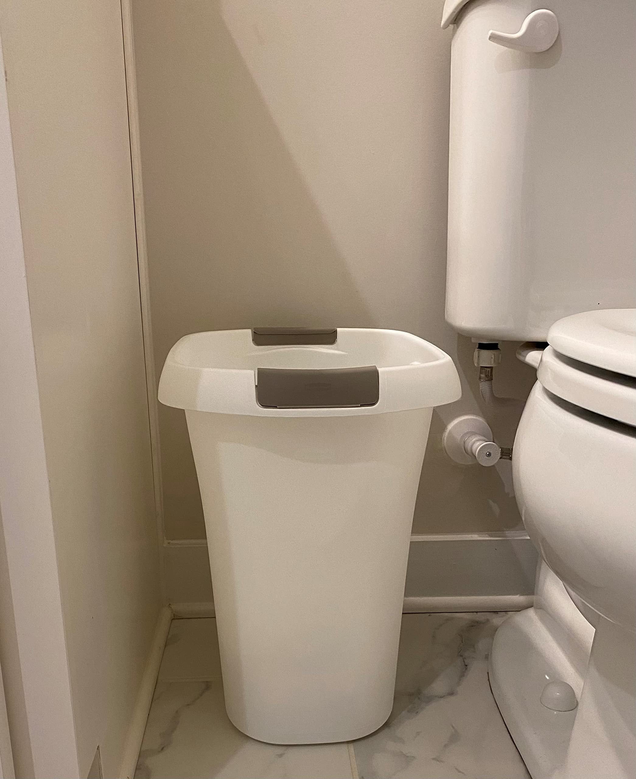 Rubbermaid Open Top White ,Plastic, Waste Basket, 5.3 Gallon Trash Can, for Kitchen Home Office Use