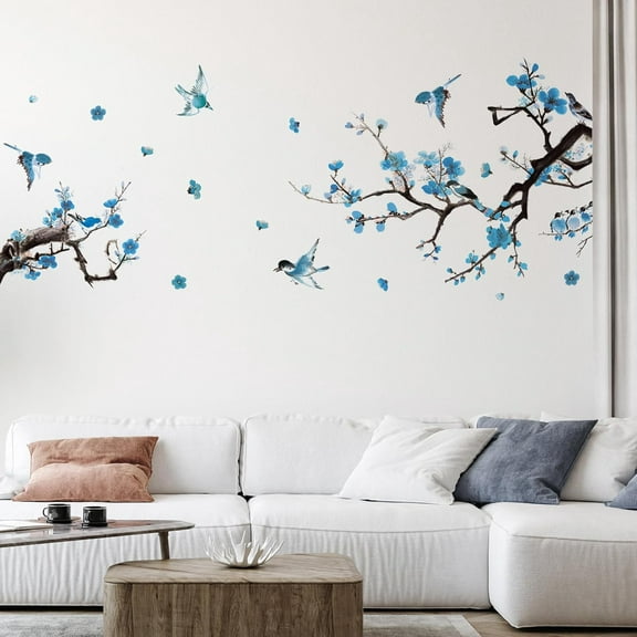 6 Pcs Flowers Wall Decals Stickers Vinyl Removable Peel and Stick Colorful Dragonflies Floral Wall Murals Decor for Bedroom Living Room Nursery(Birds)
