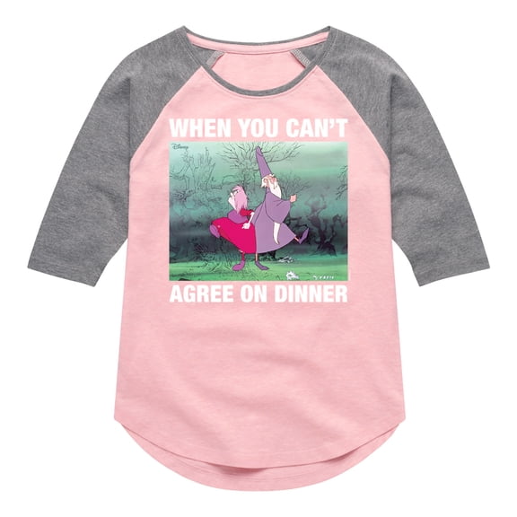 Disney - The Sword And The Stone - Merlyn & Mim Can't Agree on Dinner - Toddler & Youth Girls Raglan Graphic T-Shirt