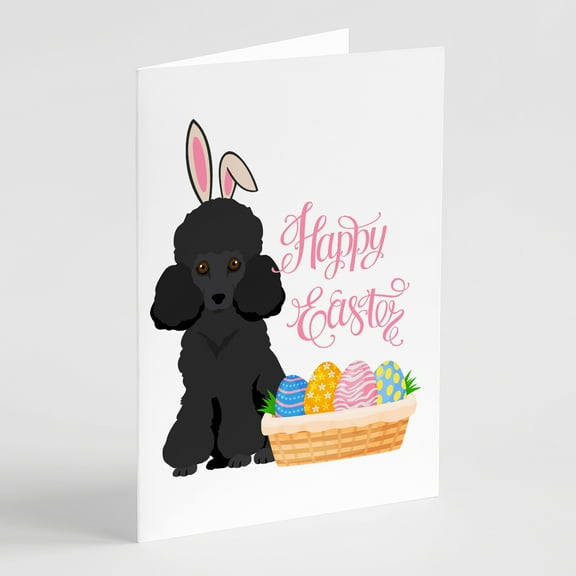 Toy Black Poodle Easter Greeting Cards and Envelopes Pack of 8 7 in x 5 in
