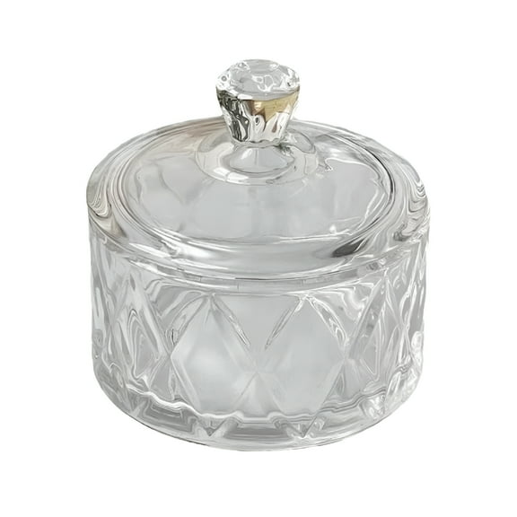 ACDANC Glass Candy Jar Cookie Dish Trinket organizer Decorative Candy Bowl with Lid for Living Room Coffee Bar Dining Table Birthday Vertical Stripes