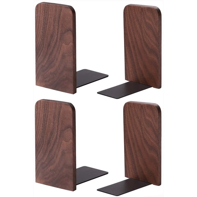 Juego de 2 pares de sujetalibros de madera de nogal 13 x 8,1 cm Zhivalor LHH-0101
